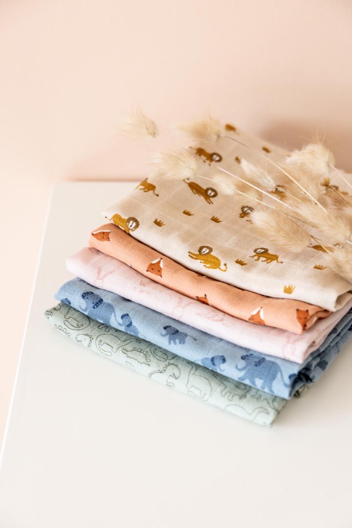 Muslin cloths 3-pack mix | 55x55cm - Fierce Fox